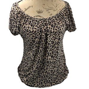Prestige Tunic Top Gray & Black Leopard Size XL
